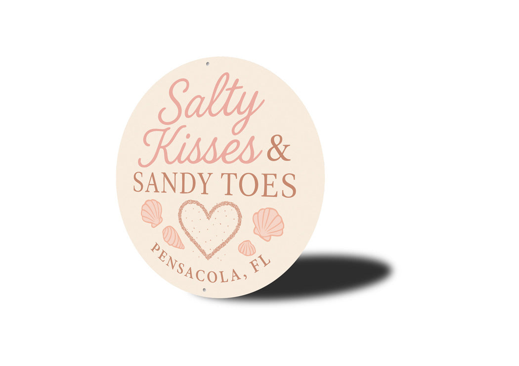 Salty Kisses And Sandy Toes Seashell Round Signs