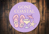 Gone Coastal Flip Flops Starfish Cocktails Round Sign