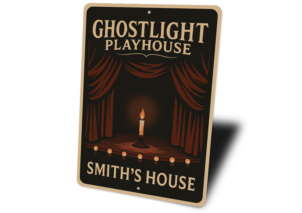 Ghostlight Playhouse Scary Theatre Personalized House Sign