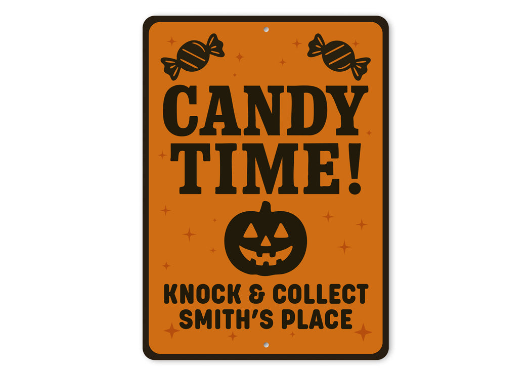 Candy Time Carved Pumpkin Knock And Collect Custom Sign