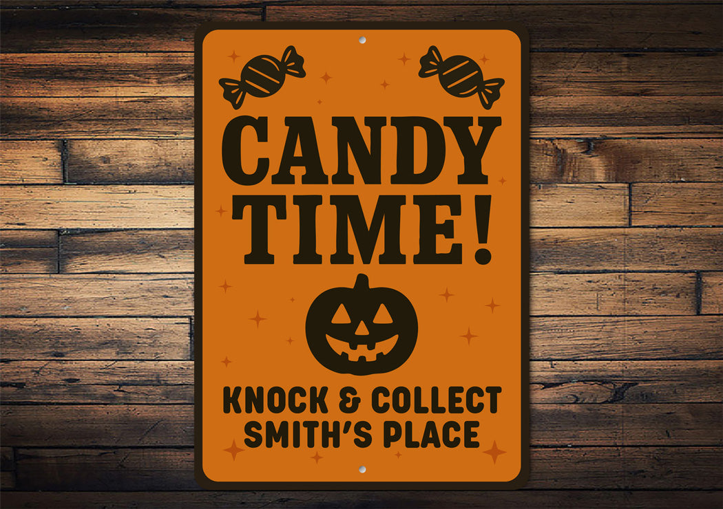 Candy Time Carved Pumpkin Knock And Collect Custom Sign