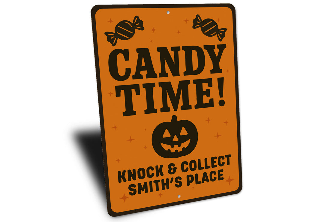 Candy Time Carved Pumpkin Knock And Collect Custom Sign