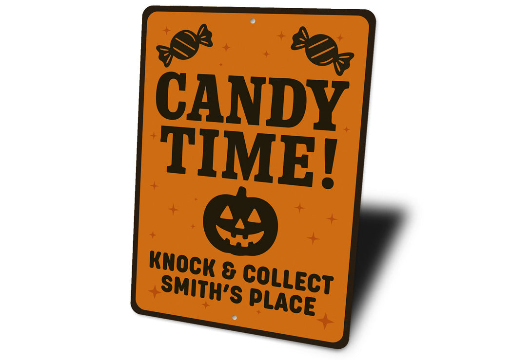 Candy Time Carved Pumpkin Knock And Collect Custom Sign