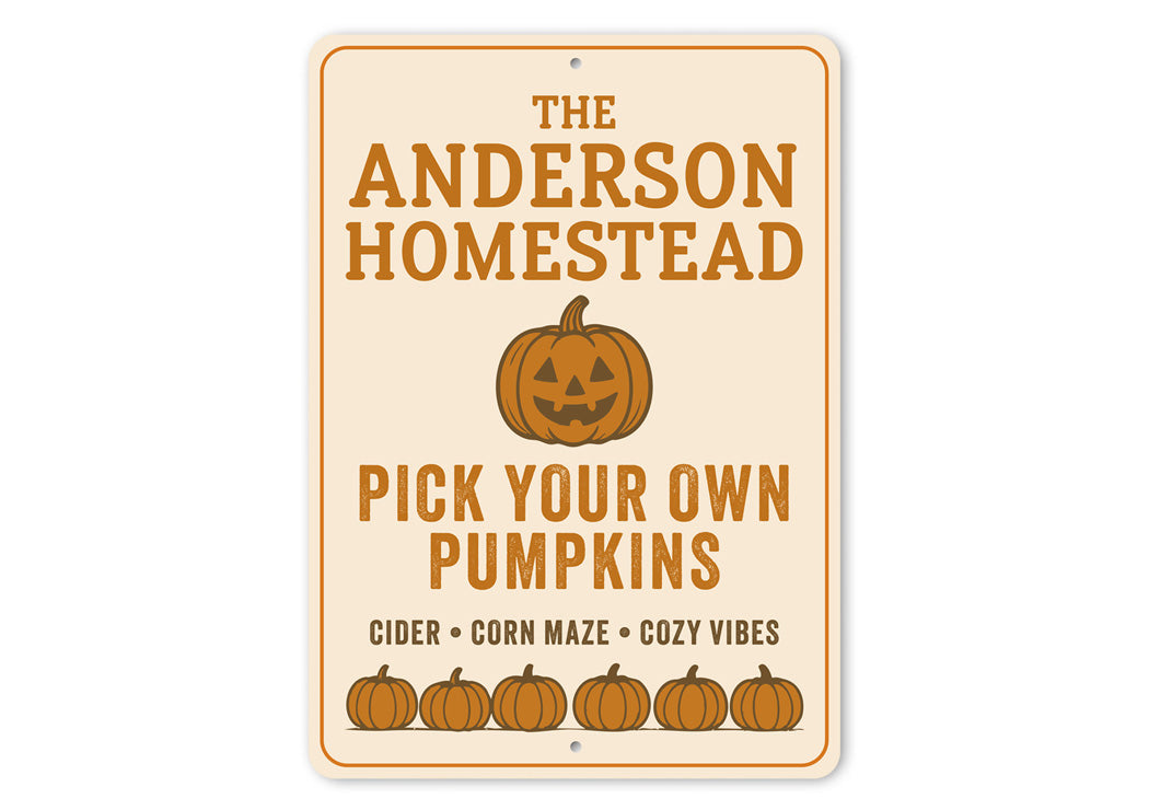 Personalized Homestead Pick Your Own Pumpkins Cider Sign