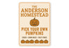 Personalized Homestead Pick Your Own Pumpkins Cider Sign