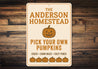 Personalized Homestead Pick Your Own Pumpkins Cider Sign