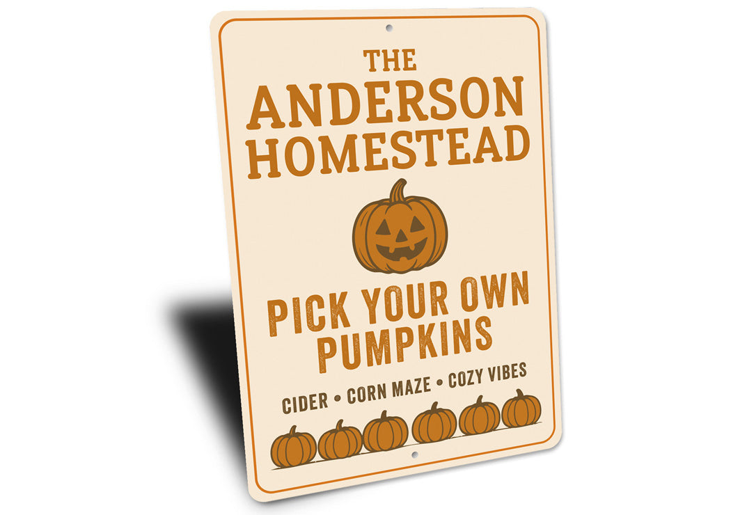 Personalized Homestead Pick Your Own Pumpkins Cider Sign