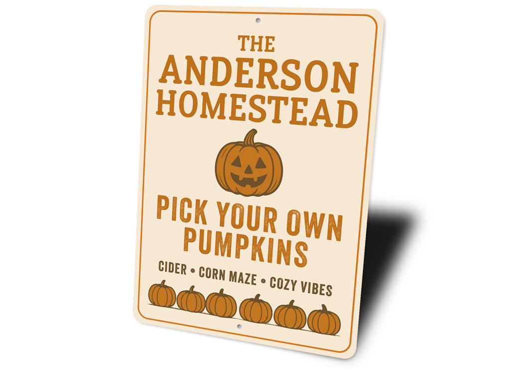 Personalized Homestead Pick Your Own Pumpkins Cider Sign
