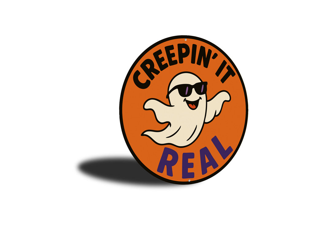 Creepin It Real Cool Ghost In Sunglasses Round Sign