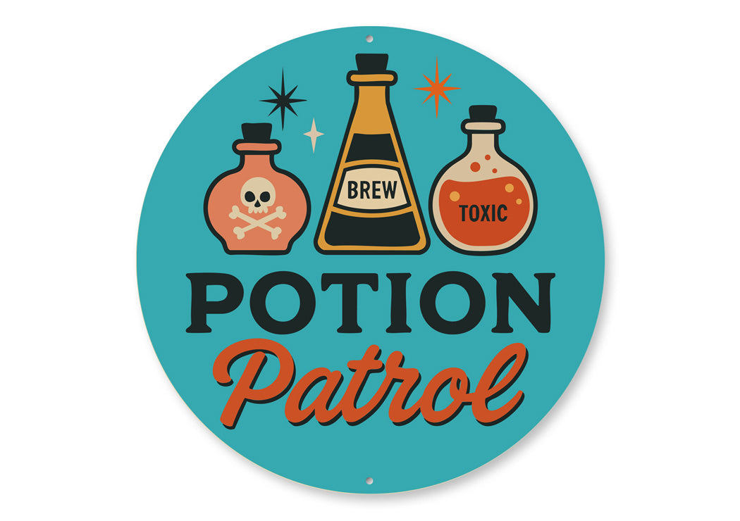 Potion Patrol Halloween Brew Round Sign