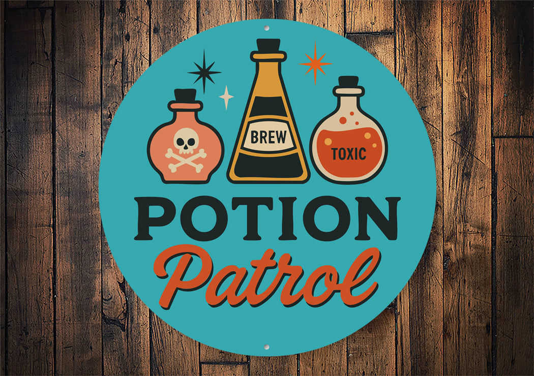 Potion Patrol Halloween Brew Round Sign