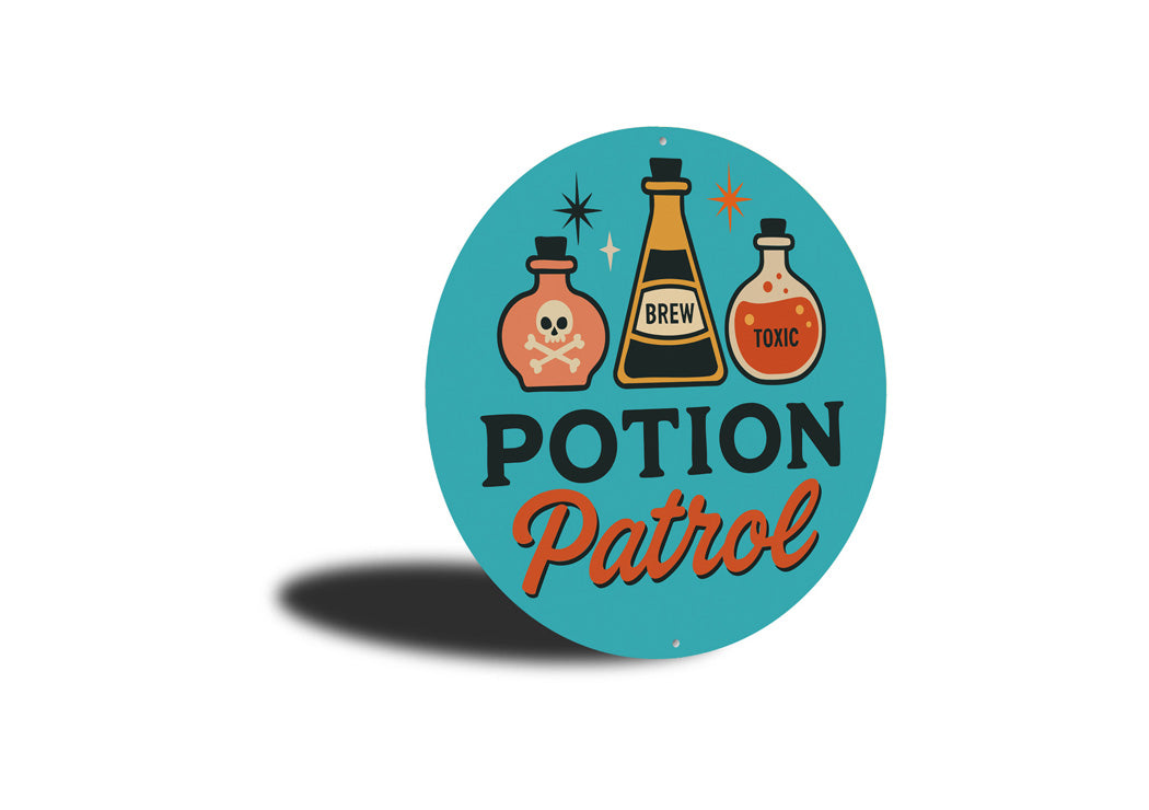Potion Patrol Halloween Brew Round Sign
