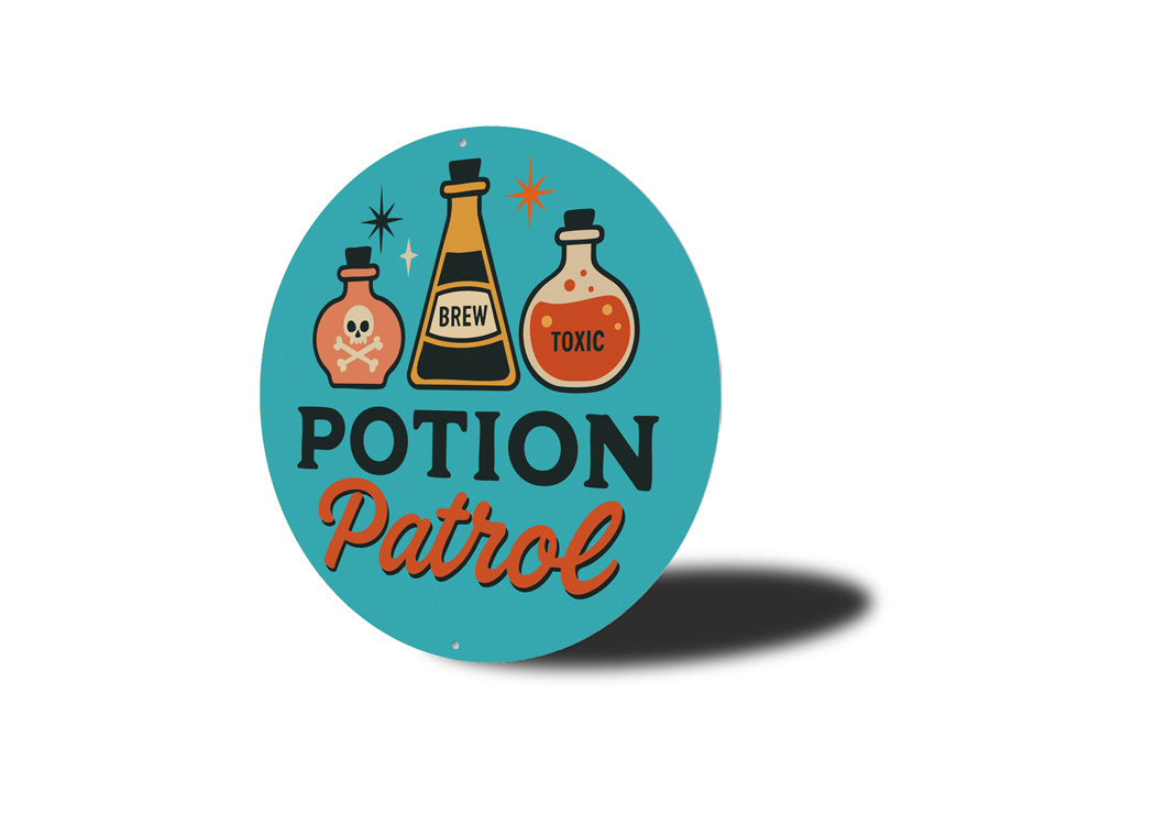 Potion Patrol Halloween Brew Round Sign