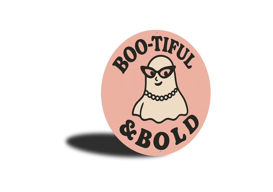 Boo-tiful And Bold Ghost Wearing Pearls Shades Round Sign