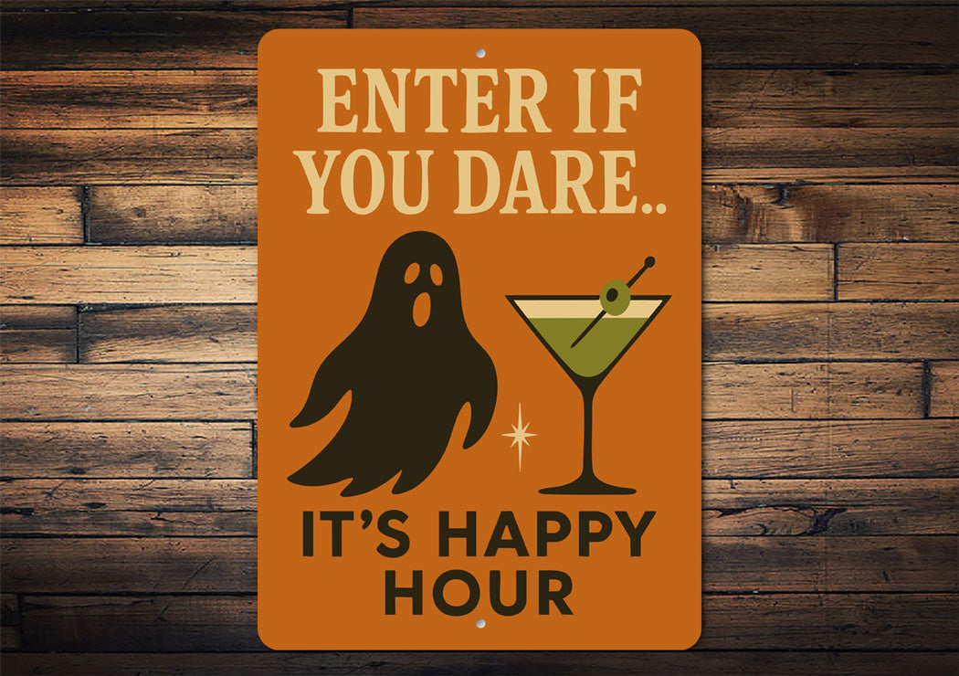 Enter If You Dare Cocktail Halloween Ghost Sign