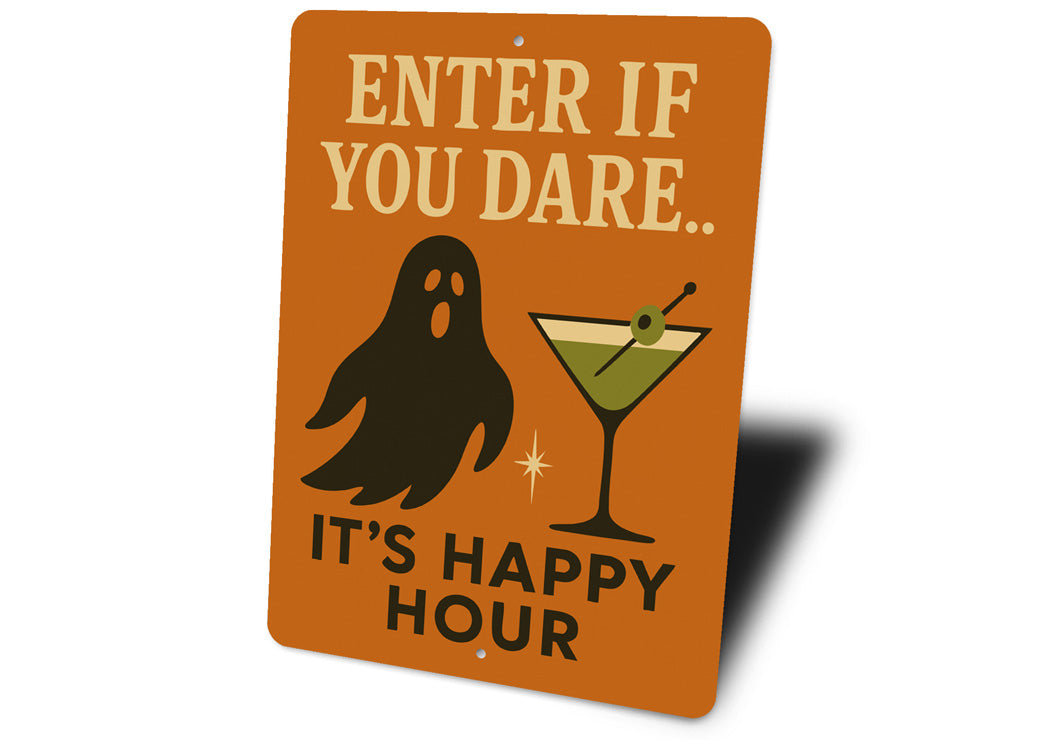 Enter If You Dare Cocktail Halloween Ghost Sign