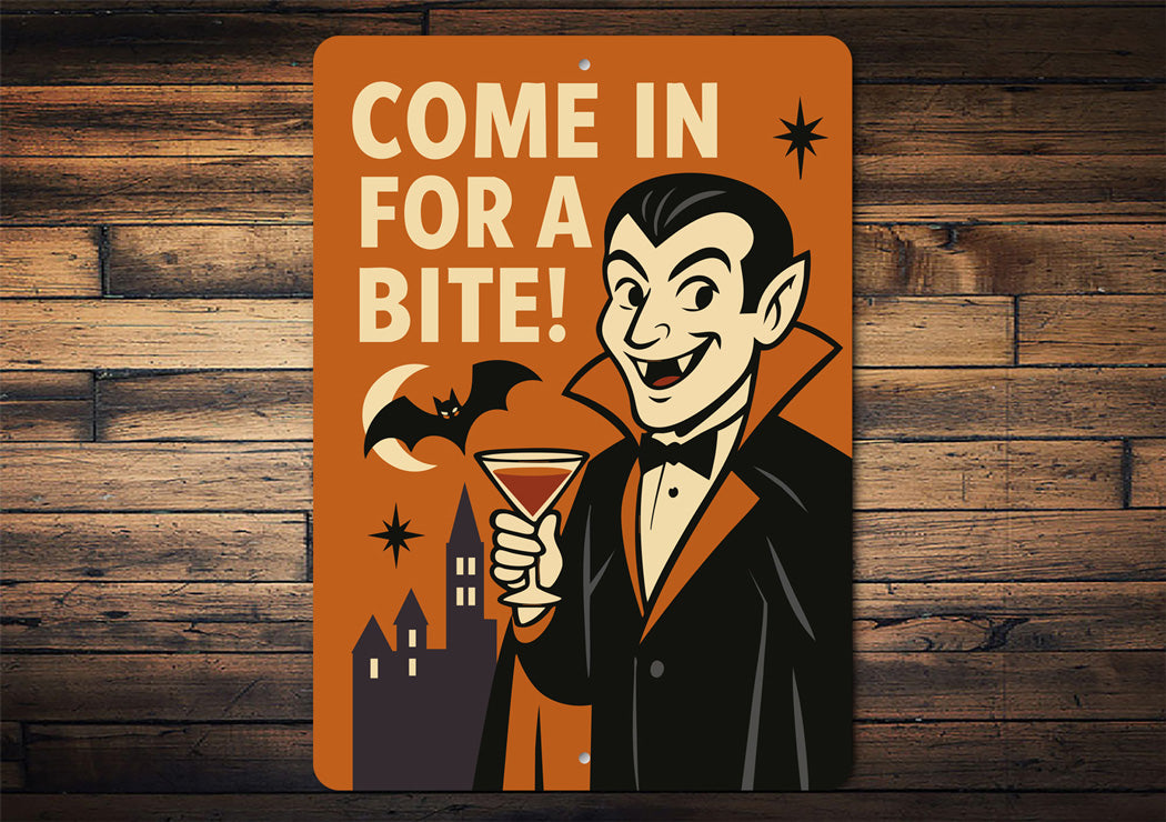 Come In For A Bite Happy Vampire And Bat Sign