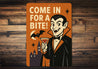 Come In For A Bite Happy Vampire And Bat Sign