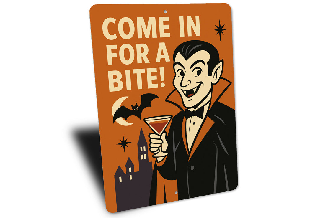 Come In For A Bite Happy Vampire And Bat Sign