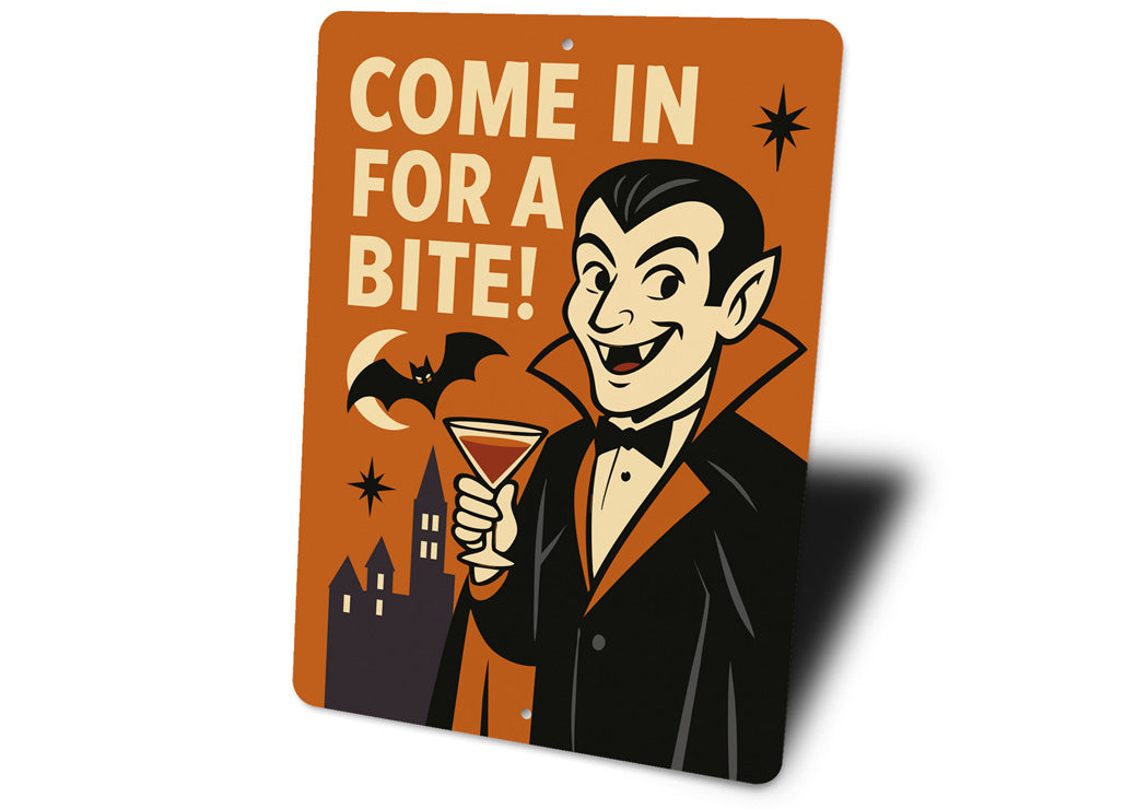 Come In For A Bite Happy Vampire And Bat Sign
