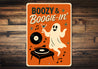 Boozy And Boogie-in Music Ghost Drinking Cocktails Sign