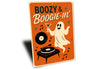 Boozy And Boogie-in Music Ghost Drinking Cocktails Sign