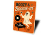 Boozy And Boogie-in Music Ghost Drinking Cocktails Sign