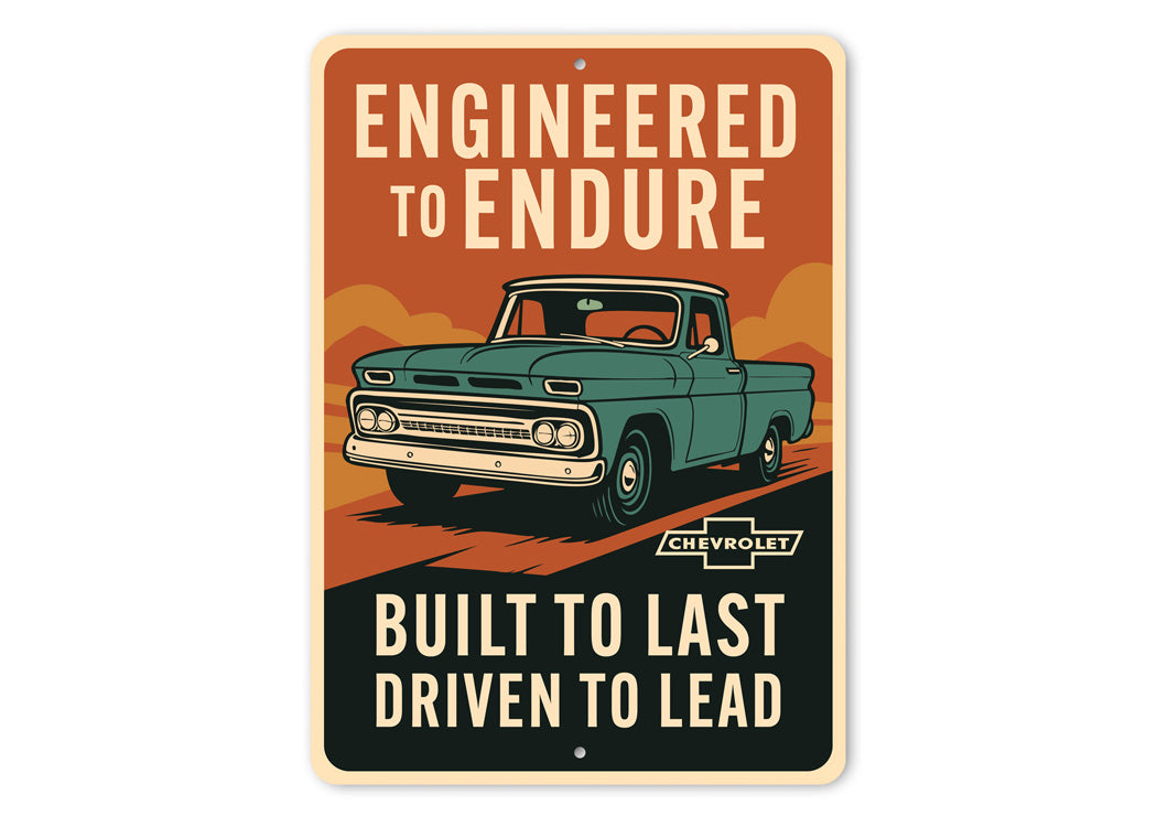 Chevy Trucks Engineered To Endure Built To Last Sign