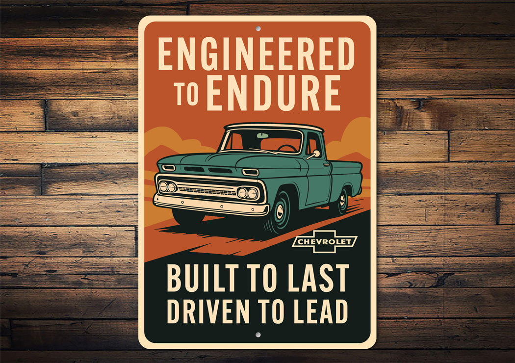 Chevy Trucks Engineered To Endure Built To Last Sign