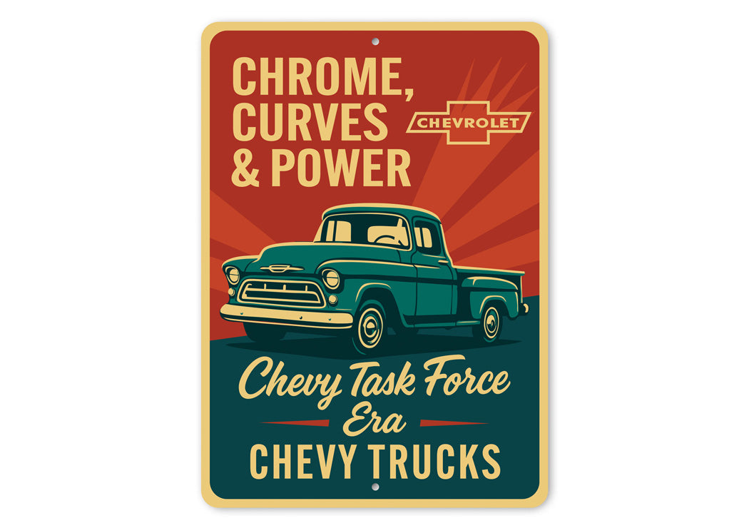 Chevy Trucks Chrome Curves And Power Chevrolet Sign