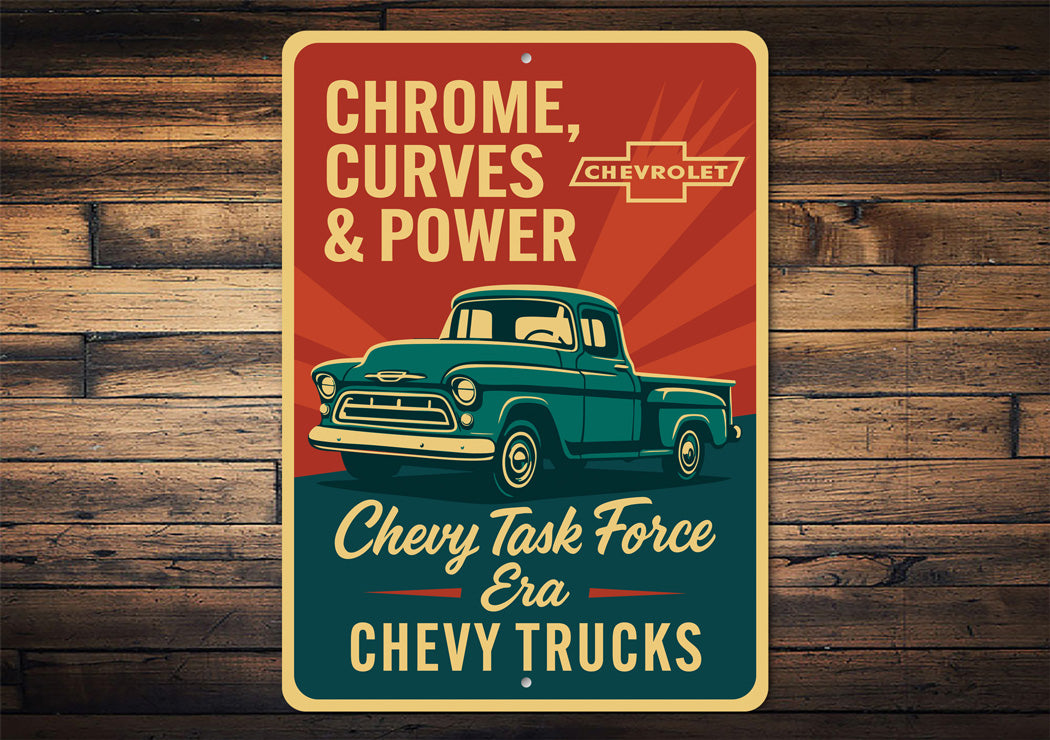 Chevy Trucks Chrome Curves And Power Chevrolet Sign
