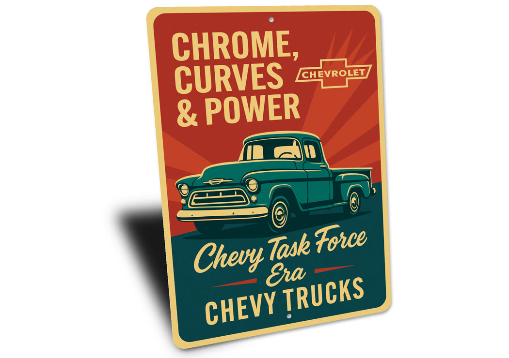 Chevy Trucks Chrome Curves And Power Chevrolet Sign
