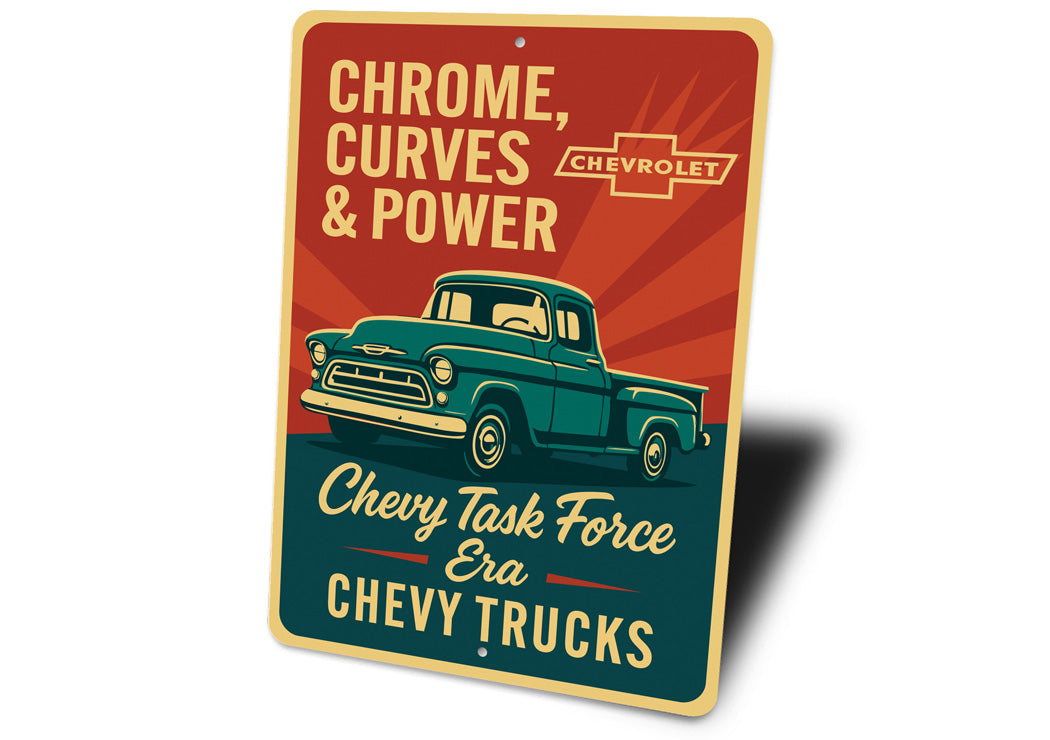 Chevy Trucks Chrome Curves And Power Chevrolet Sign