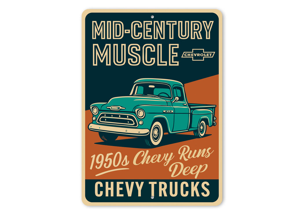 Chevy Trucks Mid-Century Muscle 1950s Chevrolet Sign
