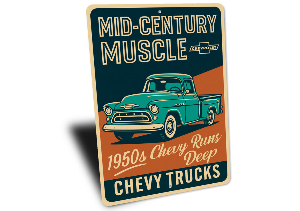 Chevy Trucks Mid-Century Muscle 1950s Chevrolet Sign