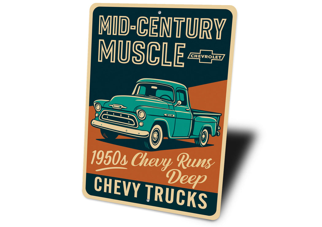 Chevy Trucks Mid-Century Muscle 1950s Chevrolet Sign