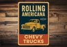 Chevy Trucks Rolling Americana Chevrolet Vintage Sign