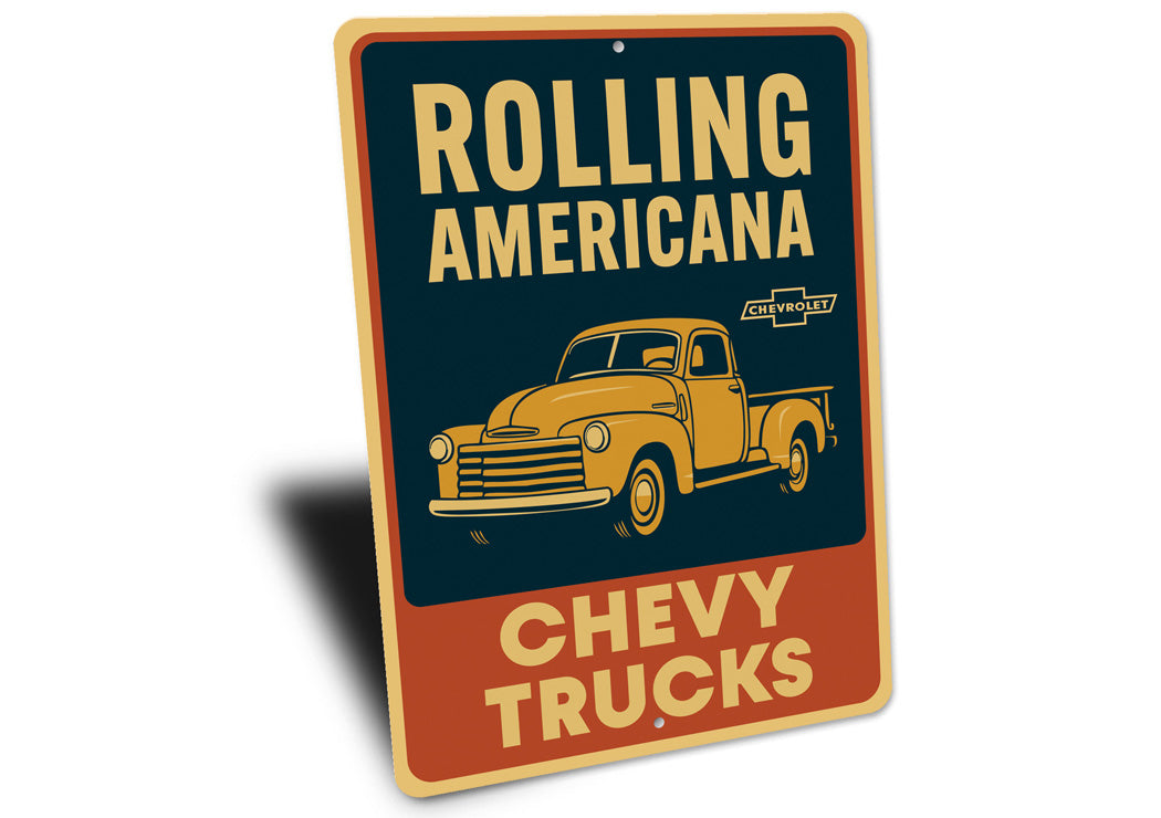 Chevy Trucks Rolling Americana Chevrolet Vintage Sign