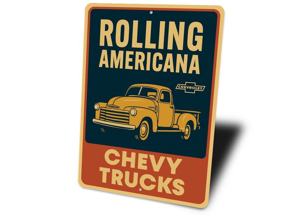 Chevy Trucks Rolling Americana Chevrolet Vintage Sign