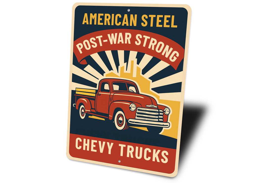 Chevy Trucks American Steel Post-War Strong Chevrolet Sign