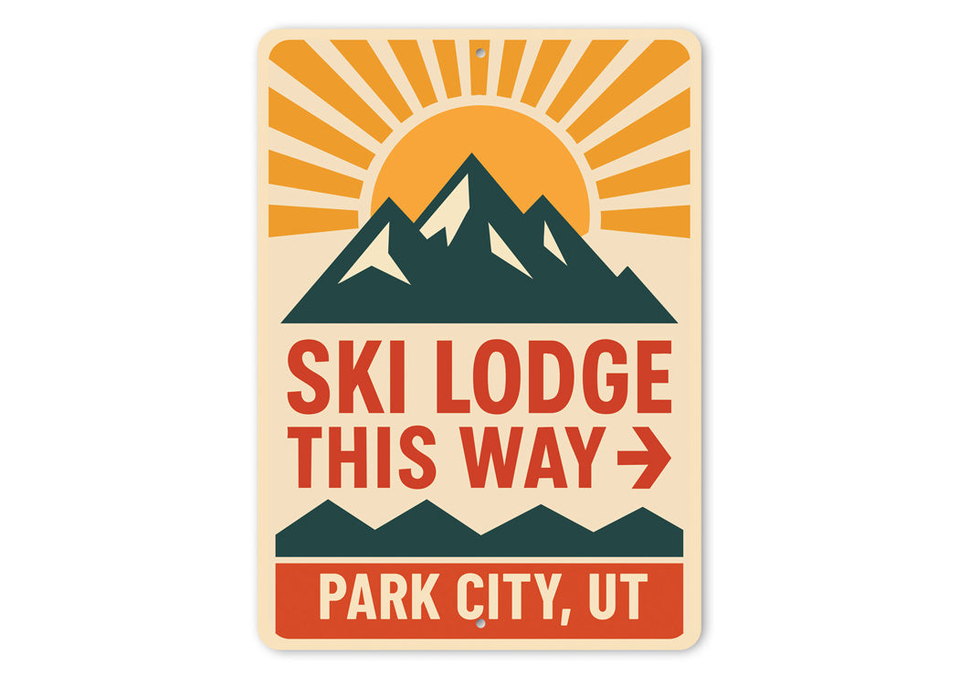 Park City Utah Ski Lodge This Way Directional Sign