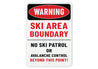 Warning Ski Area Boundary No Patrol Beyond This Point Sign