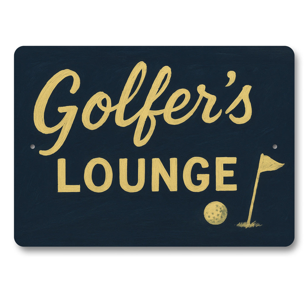 Golfer's Lounge Golf Ball Aluminum Decor Sign