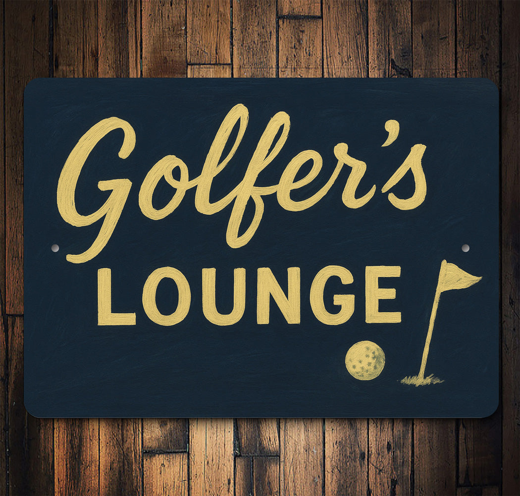 Golfer's Lounge Golf Ball Aluminum Decor Sign