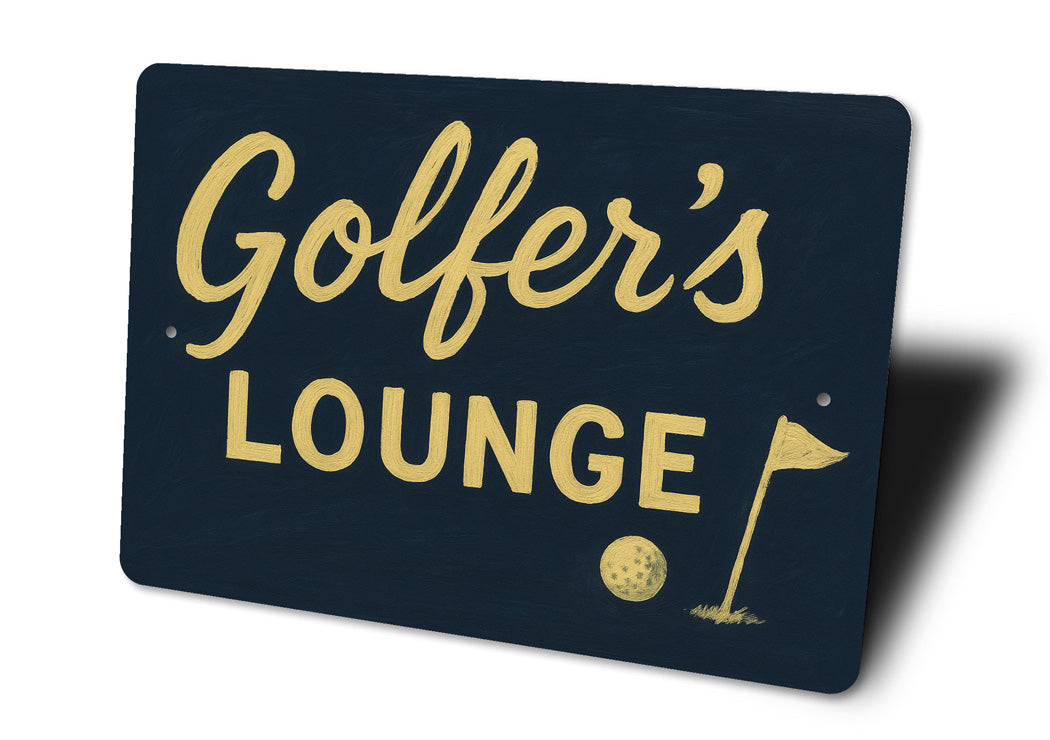 Golfer's Lounge Golf Ball Aluminum Decor Sign