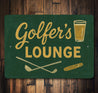 Golfer's Lounge Chalk Drawing Golf Clubs Cigars Sign