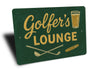 Golfer's Lounge Chalk Drawing Golf Clubs Cigars Sign