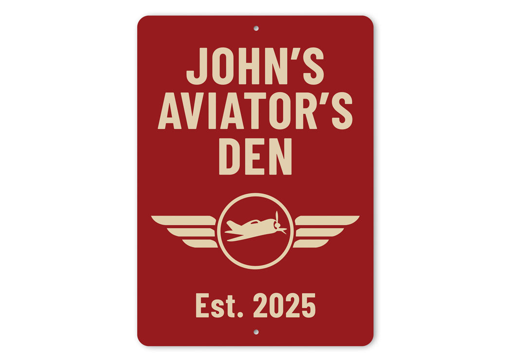 Personalized Aviator's Den Established Year Sign