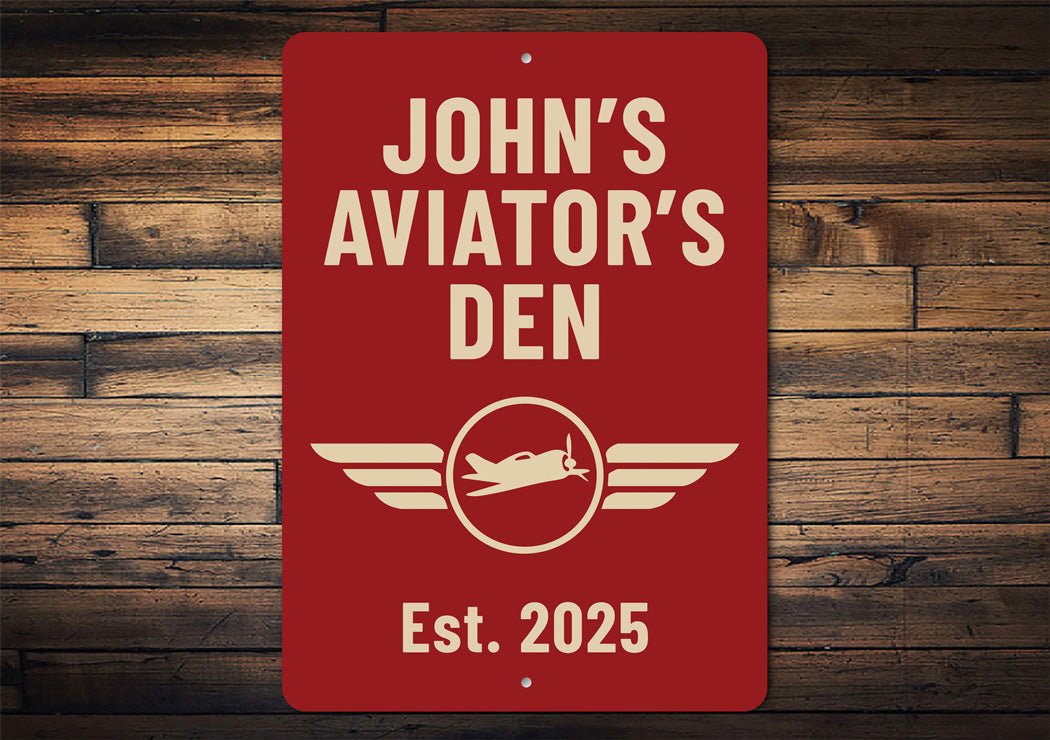 Personalized Aviator's Den Established Year Sign