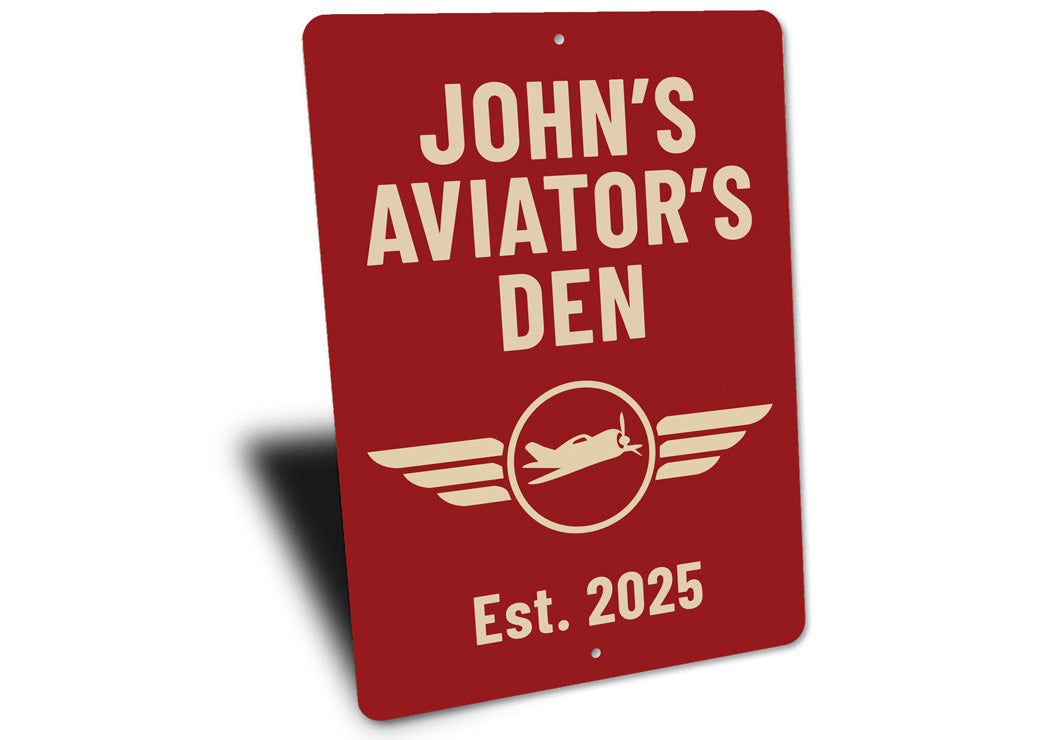 Personalized Aviator's Den Established Year Sign